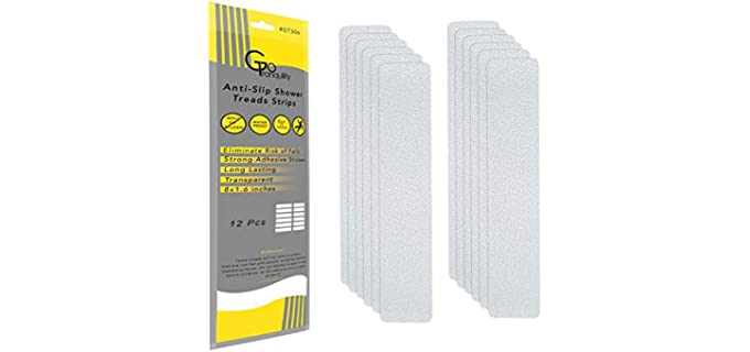 GoTranquility Bathtub Non Slip Stickers Anti Slip Safety Strips Shower Treads to Prevent Slippery Surfaces Clear PEVA Anti Skid Grip Tape (1, Clear)