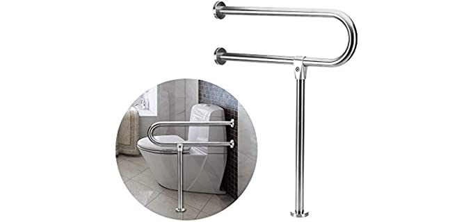 Handicap Rails Grab Bars Bathroom Toilet Rail Support for Elderly Bariatric Disabled Stainless Steel Commode Medical Accessories Safety Hand Railing Guard Frame Shower Assist Aid Handrails Hand Grips