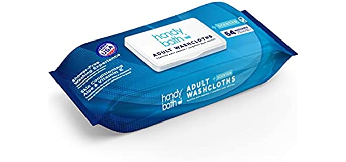 Handybath Incontinence Adult Washcloths Scented for Senior Care or Outdoor Activities - Extra Large 12 x 9