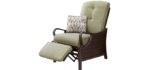 Hanover Ventura Outdoor Patio Recliner with Hand-Woven Wicker, Rust-Resistant Frames, and Thick Vintage Meadow Green Cushions, VENTURAREC