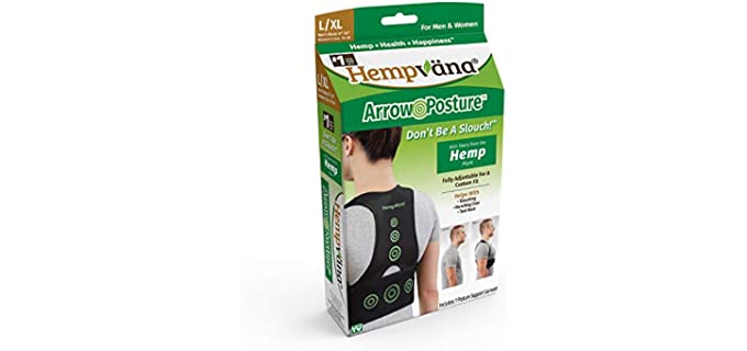 Hempvana Arrow Posture - Fully Adjustable Posture Support & Posture Corrector for Upper Body - Helps Correct Slouching, Text Neck and Hunching Over (L/XL)