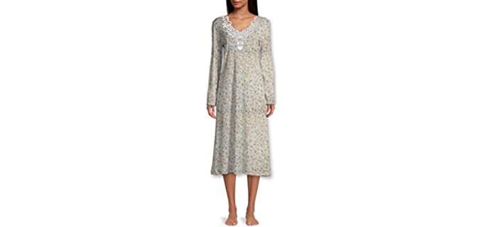 Home Care Line Dignity pajamas Womens Printed SO Soft Long Sleeve Adaptive Open Back Hospital Gown Hospice Nightgown (Light Blue, L-XL)
