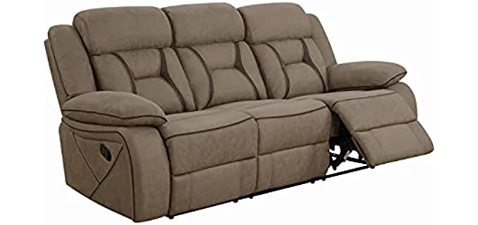 Houston Motion Sofa with Contrast Stitching Tan