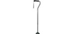 Hugo Mobility 731-858 Adjustable Offset Quadpod Walking Cane with Ultra Stable Cane Tip, Smoke