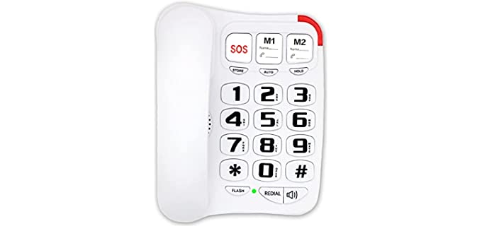 JeKaVis J-P45 Big Button Phone for Seniors, Landline Corded Phone with Speakerphone, Amplified Phones for Hearing Impaired Elderly, Support Speed Dial