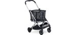 Joovy Boot Lightweight Shopping Cart, Holds 70 lbs, with Swivel Wheels, Reusable Shopping Bag, Compact Standing Fold, Silver Frame