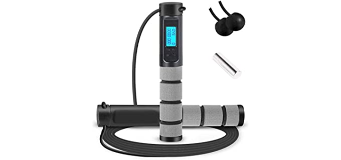 Jump Rope, Digital Weighted Handle Workout Jumping Rope with Calorie Counter for Training Fitness, Adjustable Exercise Speed Skipping Rope for Men, Women, Kids, Girls (Black)