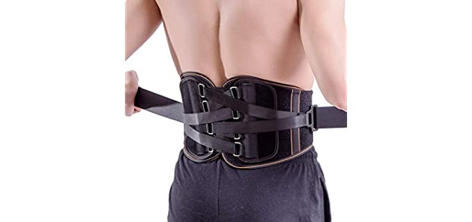 King of Kings Lower Back Brace Pain Relief with Pulley System - Lumbar Support Belt for Women and Men - Adjustable Waist Straps for Sciatica, Spinal Stenosis, Scoliosis or Herniated Disc - Large