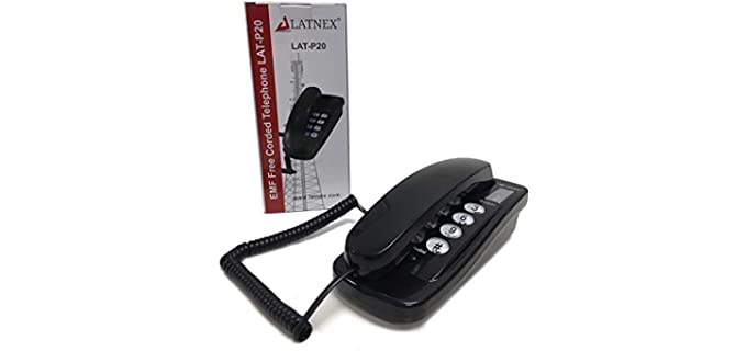 LATNEX EMF Protection Landline Corded Telephone Home Black Phone - for Electromagnetic Sensitive Individuals - Vision or Hearing Impaired Seniors and Elderly People
