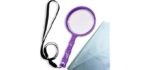 LELE LIFE 10X 95mm Large Magnifying Glass for Seniors and Kids, Unique Bamboo Handheld Reading Magnifier, Hand Held Reading Magnifying Glass for Reading and Hobby Observation, Purple