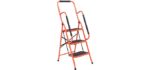 LUISLADDERS 3 Step Ladder Tool Ladder Folding Portable Steel Frame Ladders Safety Padded Handrails with Large Area Pedals for Kitchen Home and Office (330lbs)