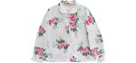 La Cera Plus Size Women's Cotton Flannel Bed Jacket White/Rose