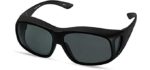 LensCovers Large Polarized Wraparound Sunglasses | Wear Over Sunglasses to Cover Eyeglasses or Prescription Glasses | Black Frame with Smoke Lens; Fitover for Glasses up to 5 3/4'' X 2''