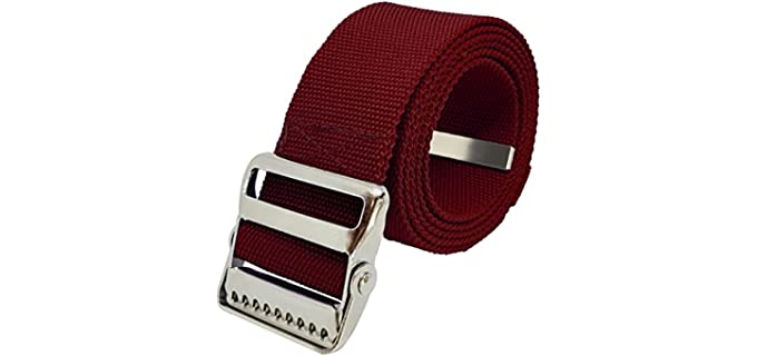 LiftAid Transfer and Gait Belt 60inch - Walking Standing and Transfer Assist Aid for Caregiver Therapist Nurse Elderly with Metal Buckle (Burgundy)
