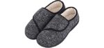 LongBay Men's Warm Memory Foam Slippers Cozy Plush Fleece Non Slip Diabetic Arthritis Edema Swollen House Shoes (11 D(M), Black)