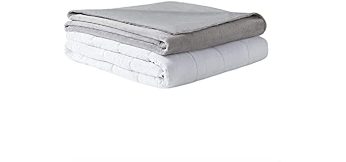 MP2 Glacier Weighted Blanket with Nano-Ceramic Beads Reversible Cooling & Warm Cover for Hot and Cold Sleepers, 60 in x 80 in 20 lb, Grey