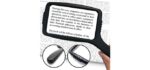 MagniPros Jumbo Size Magnifying Glass Wide Horizontal Lens(3X Magnification)- Shockproof Housing & Scratch Resistant Design W/Large Viewing Area Ideal for Reading Small Prints & Low Vision