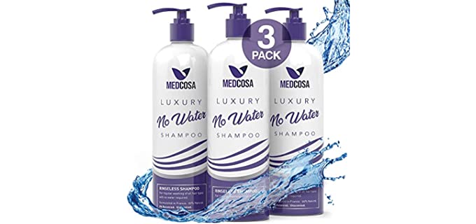 Medcosa Waterless Shampoo | No Water, No Problem | Dry No Water Free Shampoo | Rinseless Hair Wash for Women & Men | Ideal for Hospitals & Care Homes (3 pack)