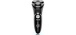 Men's Electric Shaver - MAX-T Corded and Cordless Rechargeable 3D Rotary Shaver Razor for Men with Pop-up Sideburn Trimmer Wet and Dry with Wall Adapter 100-240V