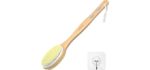 Metene Bamboo Body Brush with Stiff and Soft Natural Bristles, Back Scrubber for Shower with Long Handle, Dual-Sided Brush Head for Wet or Dry Brushing, Exfoliating Skin and Clean The Body Easily