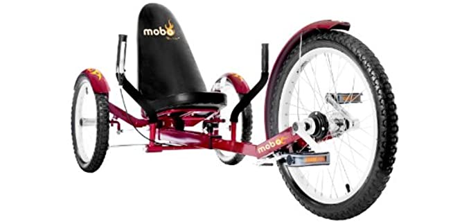 Mobo Cruiser Triton Pro Recumbent Trike. Adult Beach Cruiser Tricycle for Women & Men. Petal 3-Wheel Bike , Red, 28 x 29 x 48 inches (61” extended)