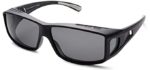 Mr. O Sunglasses Over Glasses for Women and Men Polarized 100% UV Protection (Charcoal, Classic grey)