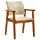 NOBPEINT Mid-Century Dining Side Chair with Faux Leather Seat in Tan, Arm Chair in Walnut,Set of 2