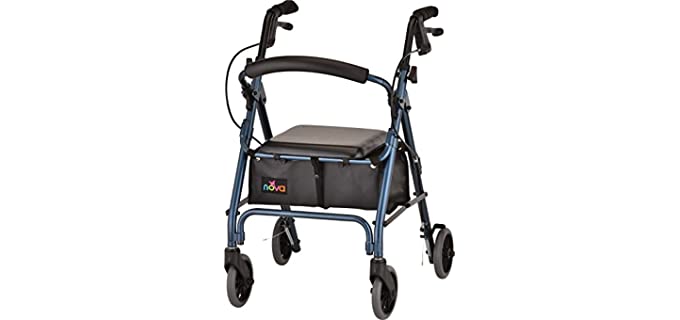NOVA Medical Products GetGo Petite Rollator Walker for Height 4’0” - 5”4”, Blue, 1 Count
