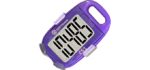 OZO Fitness CS1 Easy Pedometer for Walking - Step Counter with Large Display, Clip on and Lanyard (Purple)