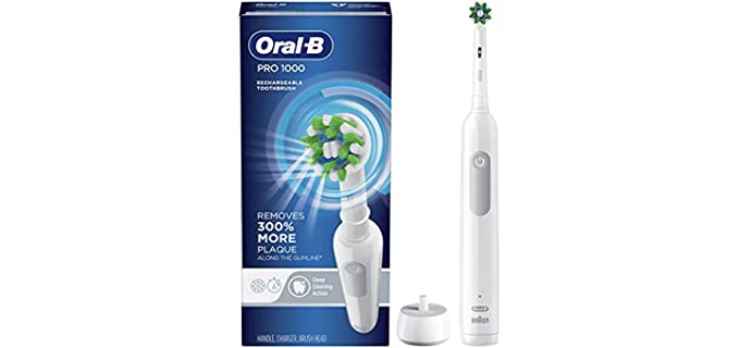 Oral-B Pro 1000 Power Rechargeable Electric Toothbrush Powered by Braun ,1 count , White (Packaging may vary)
