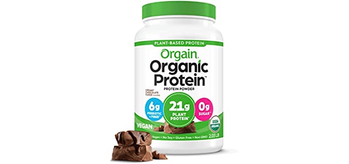 Orgain Organic Vegan Protein Powder,Creamy Chocolate Fudge -21g of Plant Based Protein, Low Net Carbs,Non Dairy,Gluten Free, No Sugar Added, Soy Free, Kosher,Non-GMO, 2.03 Lb (Packaging May Vary)