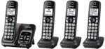 PANASONIC Expandable Cordless Phone System with Link2Cell Bluetooth, Voice Assistant, Answering Machine and Call Blocking - 4 Cordless Handsets - KX-TGD564M (Metallic Black)