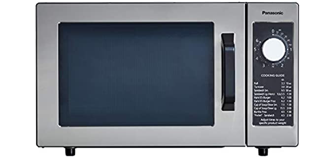 Panasonic NE-1025F Compact Light-Duty Countertop Commercial Microwave Oven with 6-Minute Electronic Dial Control Timer, Bottom Energy Feed, 1000W, 0.8 Cu. Ft. Capacity Silver