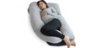 PharMeDoc Pregnancy Pillow, Grey U-Shape Full Body Pillow and Maternity Support - Support for Back, Hips, Legs, Belly for Pregnant Women