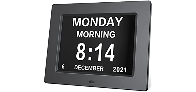 Pipishell Day Clock Premium Digital Alarm Clock with Extra Large LCD Screen ,Electronic Wall Clock & 5 Alarm Options,Perfect for Seniors