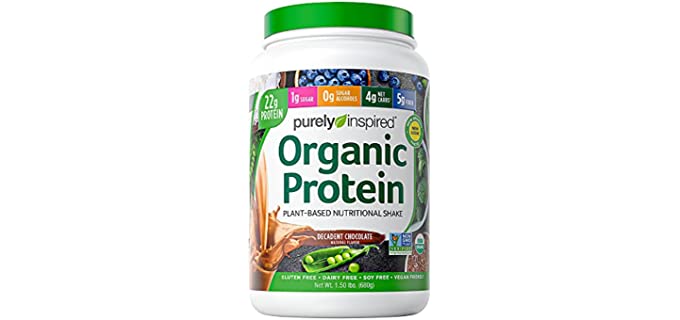 Plant Based Protein Powder | Purely Inspired Organic Protein Powder | Vegan Protein Powder for Women & Men | 22g of Plant Protein | Pea Protein Powder | Chocolate Protein Powder, 1.5 lb (18 Servings)