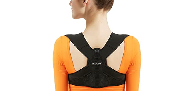 Posture Corrector for Women and Men, Adjustable Upper Back Brace, Breathable Back Support straightener, Providing Pain Relief from Lumbar, Neck, Shoulder, and Clavicle, Back. (S/M（29