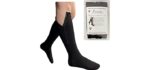 Presadee Original Closed Toe 20-30 mmHg Zipper Compression Calf Leg Socks (L/XL, Black)