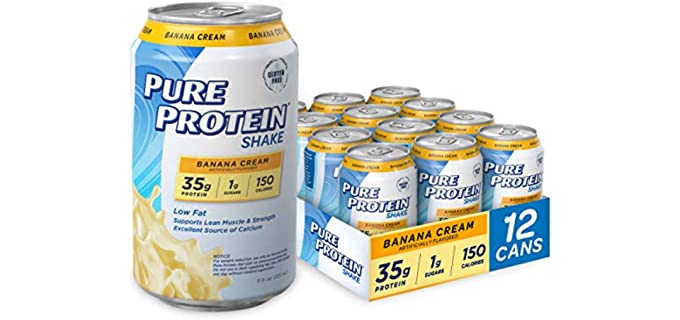 Pure Protein Banana Cream Protein Shake, 35g Complete Protein, Ready to Drink and Keto-Friendly, Excellent Source of Calcium, 11oz Cans, 12 Pack