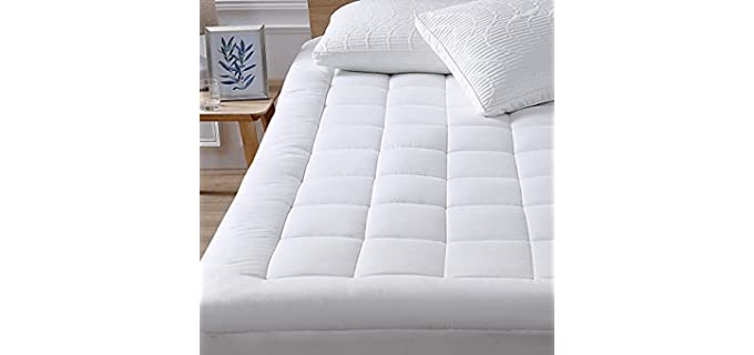 Queen Mattress Pad Cover Cooling Mattress Topper Pillow Top with Down Alternative Fill (8-21” Fitted Deep Pocket Queen Size)