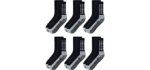 RATIVE Anti Slip Non Skid Slipper Hospital Crew Socks with grips for Adults Men Women (Medium, 6 pairs-black)