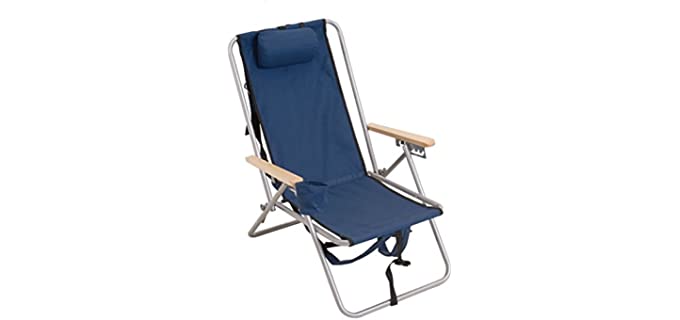 RIO BEACH Original Outdoor Steel Folding Backpack Chair, Navy Blue
