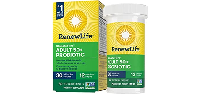 Renew Life Ultimate Flora Adult 50+ Probiotic, 30 Billion CFU, 30 Capsules; (Package May Vary)