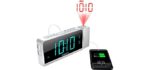 SHANLONYI Projection Alarm Clock with AM/FM Radio, 180°Projector, 7