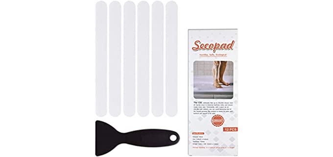 Secopad Anti Slip Shower Stickers 24 PCS Safety Bathtub Strips Adhesive Decals with Premium Scraper