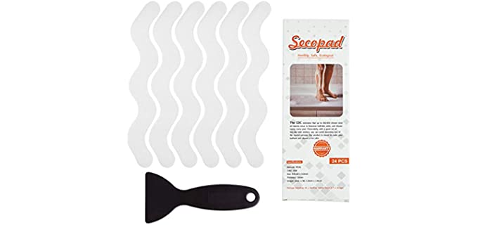 Secopad Anti Slip Shower Stickers 24 PCS Safety Bathtub Strips Adhesive Decals with Premium Scraper for  Bath Tub Shower Stairs