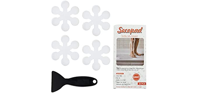 Secopad Bathtub Stickers Non-Slip, 24 PCS Safety Shower Treads Adhesive Appliques with Premium Scraper