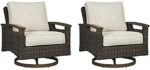 Signature Design by Ashley Paradise Trail Outdoor Swivel Upholstered Lounge Chair Set, 2 Count, Beige