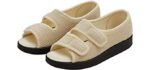 Silvert's Adaptive Clothing & Footwear Women’s Easy Closure Open Toed Sandals for Seniors - Indoor & Outdoor - Natural/Black 9