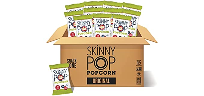 SkinnyPop Popcorn, Gluten Free, Dairy Free, Non-GMO, Healthy Snacks, Skinny Pop Original Popcorn, 1oz Individual Size Snack Bags (12 Count)
